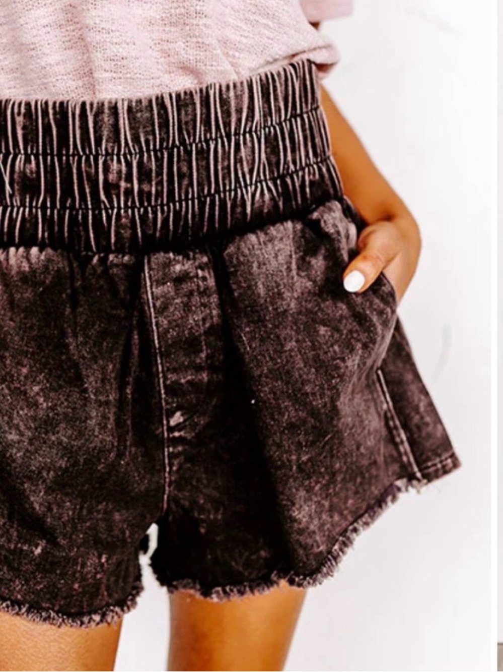 New In Boutique Acid Wash High Waisted Shorts